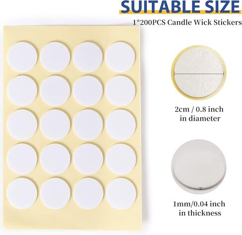 Ziosxin 200PCS Heat-Resistant Double-Sided Candle Wick Stickers - Perfect for DIY Candle Making in Kuwait