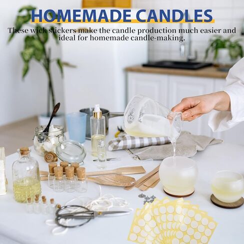 Ziosxin 200PCS Heat-Resistant Double-Sided Candle Wick Stickers - Perfect for DIY Candle Making in Kuwait