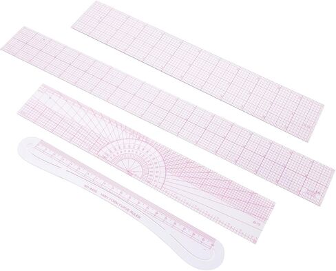 Sewing Ruler Set, Plastic Fashion Metric Ruler Acrylic Fabric Measuring Ruler Craft Sewing Tool for Beginners Tailors Designers DIY Clothing(Pink) in Saudi Arabia