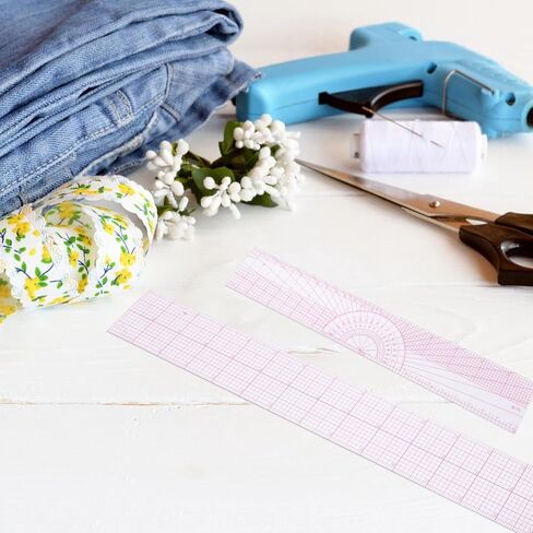 Sewing Ruler Set, Plastic Fashion Metric Ruler Acrylic Fabric Measuring Ruler Craft Sewing Tool for Beginners Tailors Designers DIY Clothing(Pink) in Saudi Arabia