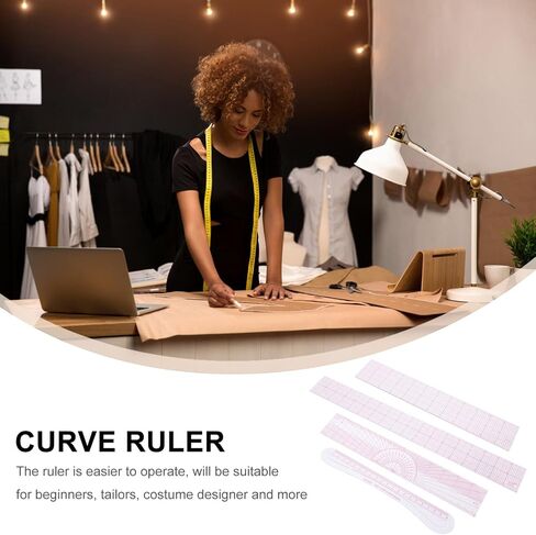 Sewing Ruler Set, Plastic Fashion Metric Ruler Acrylic Fabric Measuring Ruler Craft Sewing Tool for Beginners Tailors Designers DIY Clothing(Pink) in Saudi Arabia