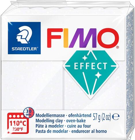 طين بوليمر من Staedtler FIMO Effects - طين خبز بالفرن للمجوهرات والنحت باللون الأبيض اللامع 8020-052 in Kuwait