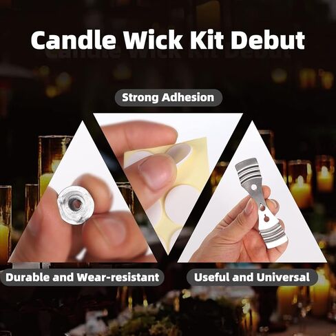 مجموعة فتيل الشموع، 100% قطن 27 بكرة فتيل 70 قطعة من ملصقات خيط الشموع، قطعتين حامل فتيل معدني للشموع، 110 قطع من علامات معدنية لصناعة الشموع والشموع DIY in Kuwait