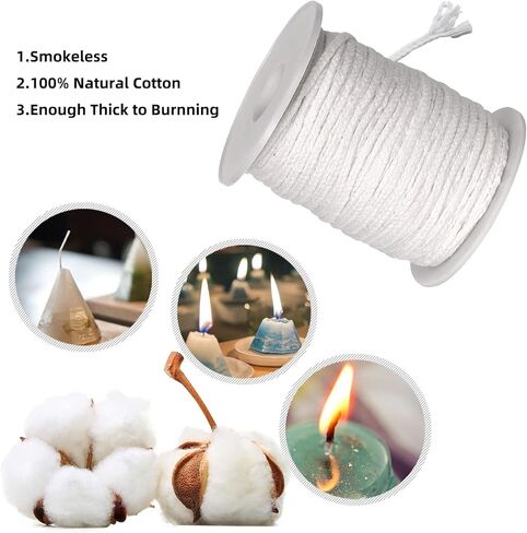 مجموعة فتيل الشموع، 100% قطن 27 بكرة فتيل 70 قطعة من ملصقات خيط الشموع، قطعتين حامل فتيل معدني للشموع، 110 قطع من علامات معدنية لصناعة الشموع والشموع DIY in Kuwait