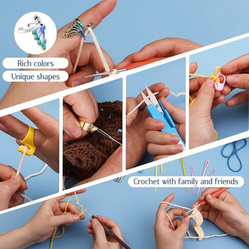 مجموعة خطافات كروشيه 75 قطعة من FTEVEN، خطافات كروشيه مع مقبض مريح ناعم، ملحقات كروشيه كاملة في حقيبة تخزين مناسبة للمبتدئين وعشاق الكروشيه in Kuwait