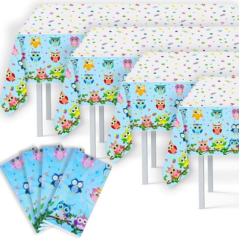 luculach 4 عبوات من مفارش المائدة الصغيرة لحفلات البومة للاستعمال مرة واحدة، غطاء طاولة على شكل بومة غابة الغابة، موضوع حيواني لحفلات أعياد الميلاد، ديكورات حفلات المعالج لاستحمام الطفل، يوم المدرسة، حفلة عيد ميلاد الأطفال in Kuwait