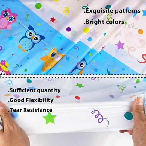 luculach 4 عبوات من مفارش المائدة الصغيرة لحفلات البومة للاستعمال مرة واحدة، غطاء طاولة على شكل بومة غابة الغابة، موضوع حيواني لحفلات أعياد الميلاد، ديكورات حفلات المعالج لاستحمام الطفل، يوم المدرسة، حفلة عيد ميلاد الأطفال in Kuwait