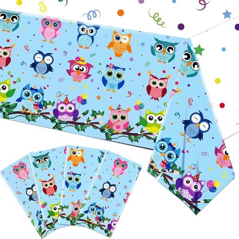 luculach 4 عبوات من مفارش المائدة الصغيرة لحفلات البومة للاستعمال مرة واحدة، غطاء طاولة على شكل بومة غابة الغابة، موضوع حيواني لحفلات أعياد الميلاد، ديكورات حفلات المعالج لاستحمام الطفل، يوم المدرسة، حفلة عيد ميلاد الأطفال in Kuwait