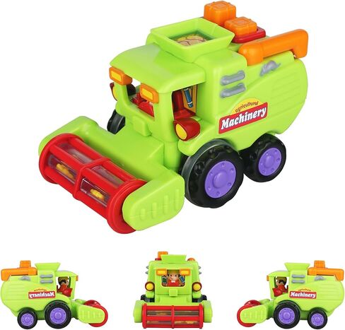 CifToys Push and Go Friction Powered Car Toys for Boys - Construction Vehicles Toys for Boys and Toddlers (Street Sweeper Truck, Cement Mixer Truck, Harvester Toy Truck) in Kuwait