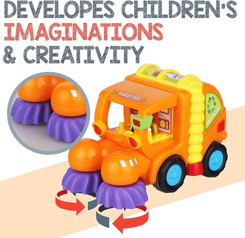 CifToys Push and Go Friction Powered Car Toys for Boys - Construction Vehicles Toys for Boys and Toddlers (Street Sweeper Truck, Cement Mixer Truck, Harvester Toy Truck) in Kuwait