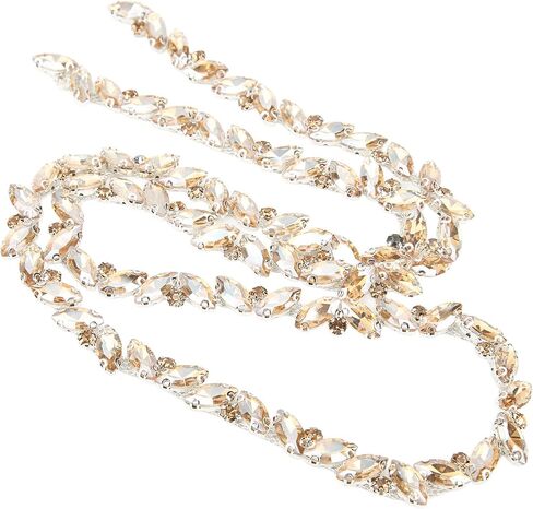 Hapivida 1 Yard Rhinestone Trim, Crystal Rhinestone Chain Applique, Diamond Beaded Chain for Bridal Costume Embellishment Clothing Accessories(Colour) in Saudi Arabia