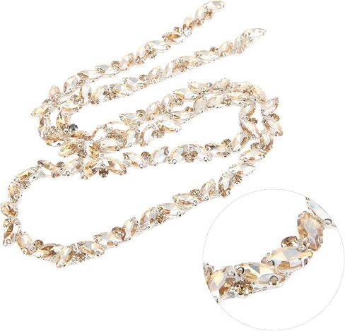 Hapivida 1 Yard Rhinestone Trim, Crystal Rhinestone Chain Applique, Diamond Beaded Chain for Bridal Costume Embellishment Clothing Accessories(Colour) in Saudi Arabia
