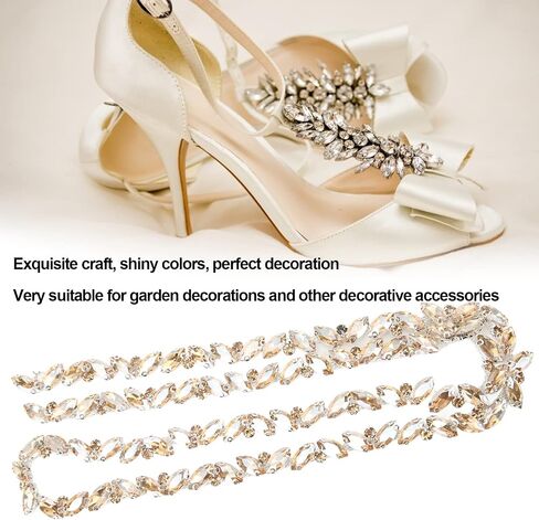 Hapivida 1 Yard Rhinestone Trim, Crystal Rhinestone Chain Applique, Diamond Beaded Chain for Bridal Costume Embellishment Clothing Accessories(Colour) in Saudi Arabia
