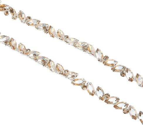 Hapivida 1 Yard Rhinestone Trim, Crystal Rhinestone Chain Applique, Diamond Beaded Chain for Bridal Costume Embellishment Clothing Accessories(Colour) in Saudi Arabia