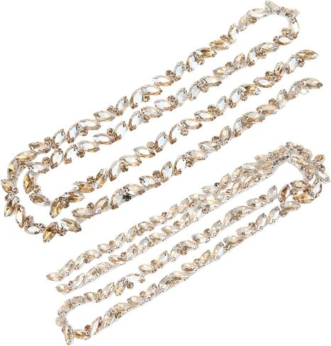 Hapivida 1 Yard Rhinestone Trim, Crystal Rhinestone Chain Applique, Diamond Beaded Chain for Bridal Costume Embellishment Clothing Accessories(Colour) in Saudi Arabia