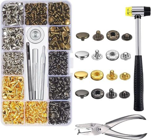 مجموعة من 120 مجموعة من مشابك جلد شديدة التحمل من Eardion ، إبزيم معدني 12 مم ، مع 4 أدوات تركيب ، 4 مشابك جلدية ملونة ، مناسبة لحقائب اليد جاكيت جينز in Kuwait