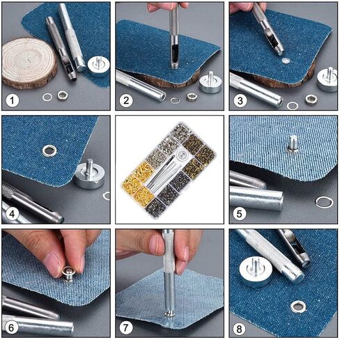 مجموعة من 120 مجموعة من مشابك جلد شديدة التحمل من Eardion ، إبزيم معدني 12 مم ، مع 4 أدوات تركيب ، 4 مشابك جلدية ملونة ، مناسبة لحقائب اليد جاكيت جينز in Kuwait