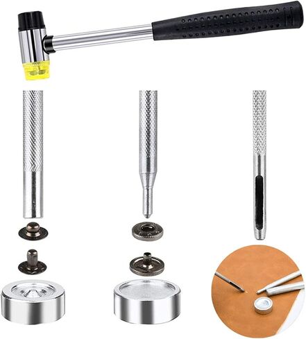 مجموعة من 120 مجموعة من مشابك جلد شديدة التحمل من Eardion ، إبزيم معدني 12 مم ، مع 4 أدوات تركيب ، 4 مشابك جلدية ملونة ، مناسبة لحقائب اليد جاكيت جينز in Kuwait