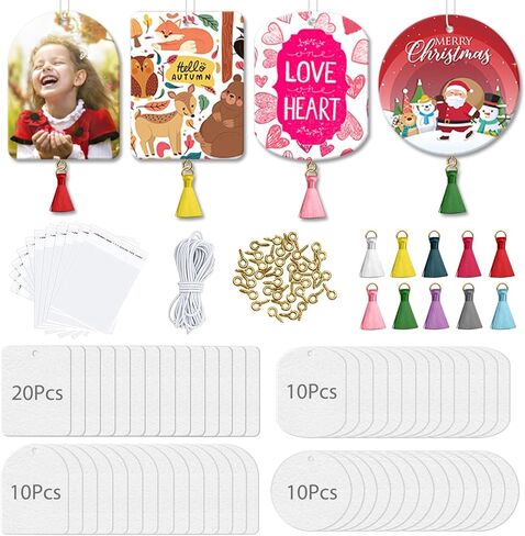 50 قطعة من معطرات الهواء بالتسامي مع 50 قطعة من الشرابات، وحقيبة شفافة وحبل مرن بطول 50 قدم، وفراغات التسامي المنتجات السائبة DIY معطر الهواء للسيارة والمكتب ومستلزمات الديكور المنزلي in Kuwait