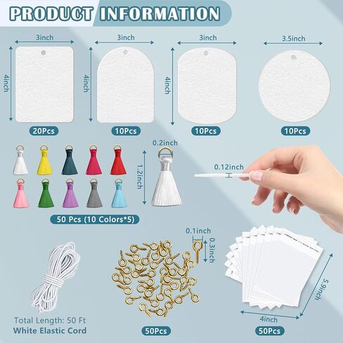 50 قطعة من معطرات الهواء بالتسامي مع 50 قطعة من الشرابات، وحقيبة شفافة وحبل مرن بطول 50 قدم، وفراغات التسامي المنتجات السائبة DIY معطر الهواء للسيارة والمكتب ومستلزمات الديكور المنزلي in Kuwait