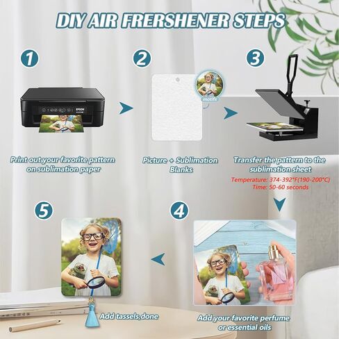 50 قطعة من معطرات الهواء بالتسامي مع 50 قطعة من الشرابات، وحقيبة شفافة وحبل مرن بطول 50 قدم، وفراغات التسامي المنتجات السائبة DIY معطر الهواء للسيارة والمكتب ومستلزمات الديكور المنزلي in Kuwait