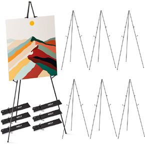 INCLY Black Folding Easels for Display, 2 Pack 63 Inch Metal Stand Instant Tripod Collapsible Portable Floor Easels Adjustable Folding for Artist Poster Display Show Wedding Painting with Carry Bag