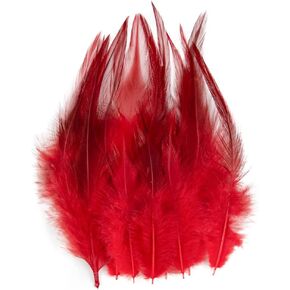 200pcs 5-7 Inches Red Saddle Hackle Rooster Feather for Crafts Natural Pheasant Neck Feathers DIY Pendant Earrings Dream Catcher