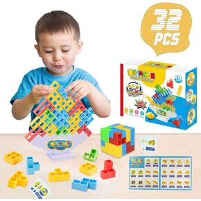 48 قطعة من لعبة برج تيترا، لعبة مكعبات التراص - ألعاب لوحية للاعبين + ألعاب عائلية كلاسيكية، والحفلات، والسفر، ولعبة مكعبات بناء فريق الأطفال والكبار، لعبة ممتعة وترفيه تعليمي للأطفال in Kuwait