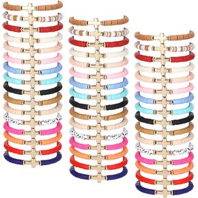 Otuuz 48 Pcs WWJD Bracelets What Would Jesus Do Bracelets For Women, Christian Bracelets Pack Handmade Elastic Beaded Bracelets Inspirational Religious Jewelry Gift for Girls Her