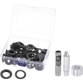 uxcell 50 Sets Grommet Tool Kit Metal Grommet Eyelets Brown 20mm 4/5 Inch Copper with 3pcs Installation Tools & Storage Box for Fabric Leather Curtains Clothes DIY in Kuwait