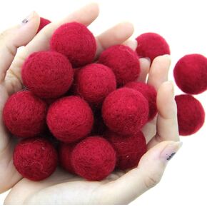Zasy 30mm Needle Wool Felt Balls Foam Filled Wool Felt Pom Pom Home Decor DIY (Pink)