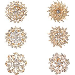 WeimanJewelry Lot 6pcs Crystal Rhinestones Flower Brooch Pin Set for DIY Wedding Bouquets Decoration in Kuwait