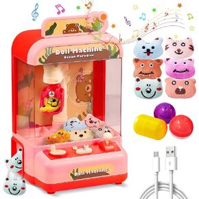 ROHSCE Mini Claw Machine for Kids | Girl Toys for Ages 8-13 Arcade Game Toy Claw Machine Electric Candy Vending Machine Toy with LED Lights & Adjustable Sound, Birthday Gifts for Girls Ages 4+, Red