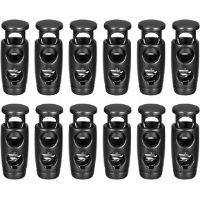 uxcell 12pcs Metal Cord Locks, 4.2mm Double Hole Spring Stopper Fastener Slider Toggles End for Drawstrings Bags Backpack Clothing Lanyards, Electrophoretic Black in Saudi Arabia