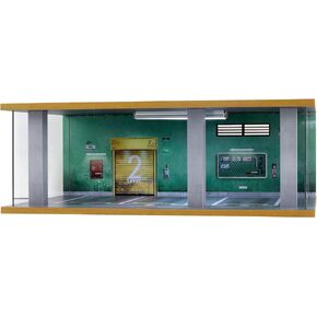 1/24 Scale Die-cast Car Diorama Display Case with Clear Acrylic Cover and LED Lighting for Diecast Model Cars, Lego Speed Champions Cars, Green Wall Style