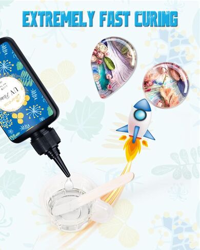 مجموعة راتنجات الأشعة فوق البنفسجية من Bsrezn مع ضوء - 200 جرام كريستال شفاف لعلاج الأشعة فوق البنفسجية من راتنجات الإيبوكسي لوازم غراء منشط ممزوج مسبقًا، مجموعة أدوات صنع المجوهرات للمبتدئين في الحرف اليدوية in Kuwait