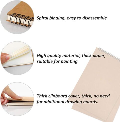 KXF Spiral Sketchbook Pad A4 Sketch Book Blank 60 Pages Artist Sketch Pad with Hardback Cover 170gsm Sketch Paper A4 Art Drawing Book in Kuwait