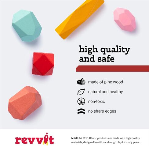 مكعبات خشبية للتوازن - صخور خفيفة الوزن - لعبة تزيين طاولة القهوة للأطفال والكبار (16 قطعة) in Kuwait