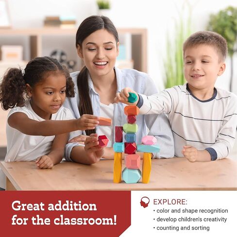 مكعبات خشبية للتوازن - صخور خفيفة الوزن - لعبة تزيين طاولة القهوة للأطفال والكبار (16 قطعة) in Kuwait