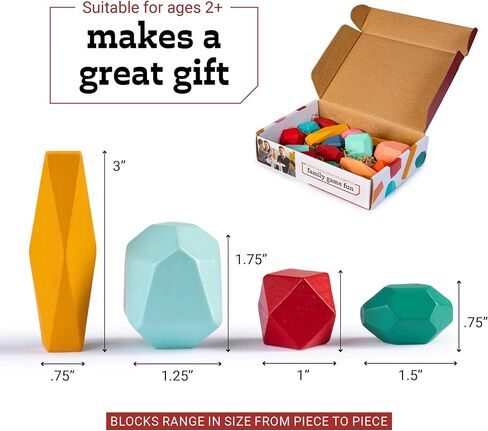 مكعبات خشبية للتوازن - صخور خفيفة الوزن - لعبة تزيين طاولة القهوة للأطفال والكبار (16 قطعة) in Kuwait