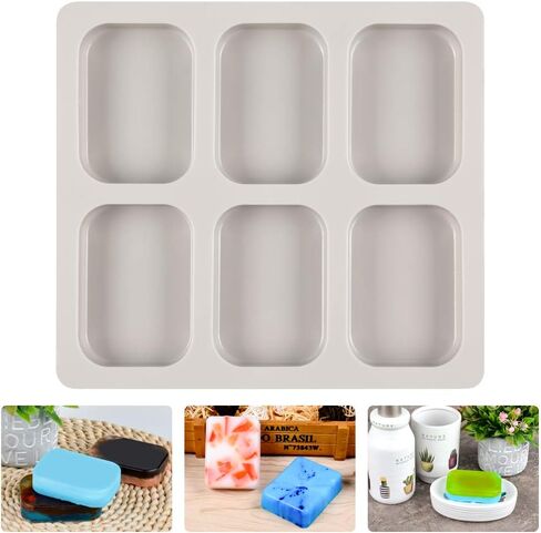 Silicone Soap Mold - 6 Holes Soap Making Mold for Soap Molds, Pack of 1 Soap Making Supplies,Handmade Soap Molds… in Kuwait