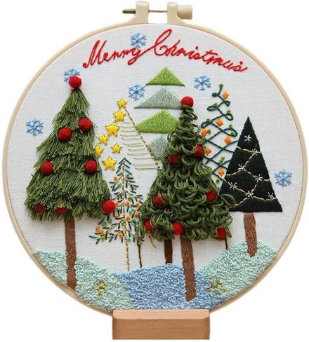 DIY Hand Embroidery Kit, Christmas 3D Novice Embroidery Kit for Beginners, DIY Material Package (Christmas Tree) in Kuwait