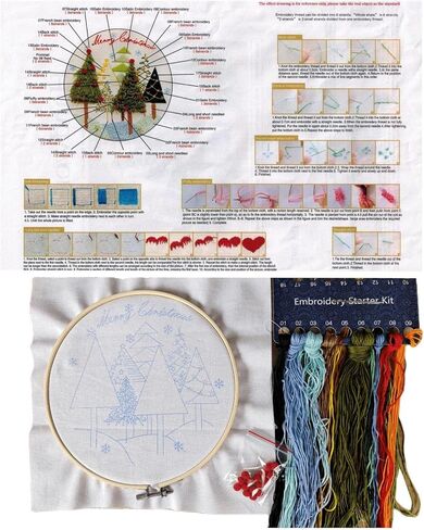 DIY Hand Embroidery Kit, Christmas 3D Novice Embroidery Kit for Beginners, DIY Material Package (Christmas Tree) in Kuwait