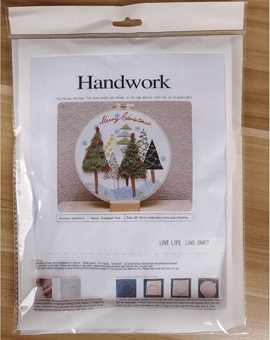 DIY Hand Embroidery Kit, Christmas 3D Novice Embroidery Kit for Beginners, DIY Material Package (Christmas Tree) in Kuwait