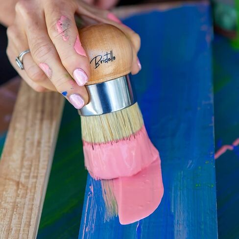 Bristello 6pc Big and Small Chalk and Wax Paint Brush Set. Flat Furniture Paint Brush, Round, Pointed and Oval Paint Brushes for Furniture. Stencil Brush, Milk Paint and Wax Paintbrush in Kuwait