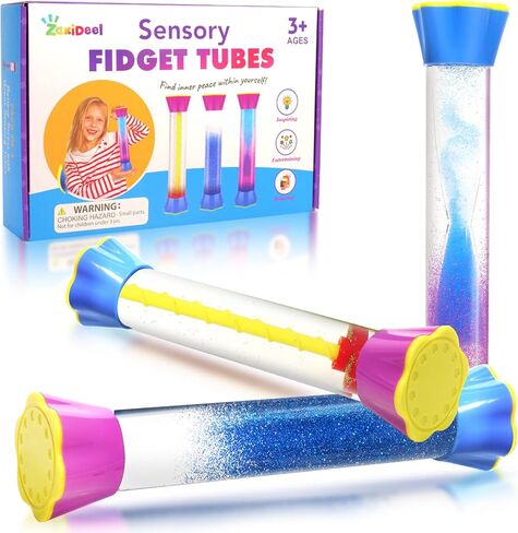 أنابيب تململ حسية، ألعاب حسية للأطفال المصابين بالتوحد، أنابيب حسية ألعاب تململ للأطفال، مستلزمات ركنية مهدئة لتخفيف التوتر والقلق (مجموعة من 3) in Kuwait
