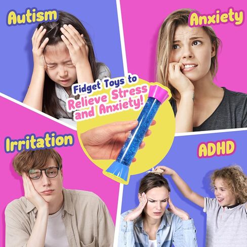 أنابيب تململ حسية، ألعاب حسية للأطفال المصابين بالتوحد، أنابيب حسية ألعاب تململ للأطفال، مستلزمات ركنية مهدئة لتخفيف التوتر والقلق (مجموعة من 3) in Kuwait