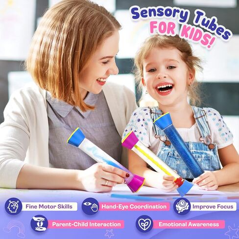 أنابيب تململ حسية، ألعاب حسية للأطفال المصابين بالتوحد، أنابيب حسية ألعاب تململ للأطفال، مستلزمات ركنية مهدئة لتخفيف التوتر والقلق (مجموعة من 3) in Kuwait