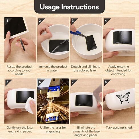 5Pcs Laser Engraving Marking Color Paper，Black,14.2"*9.4", LAKIX Laser Engraving Marking Paper, Laser Engraving Material for Glass, Metal, Ceramics,DIY Crafts. in Kuwait