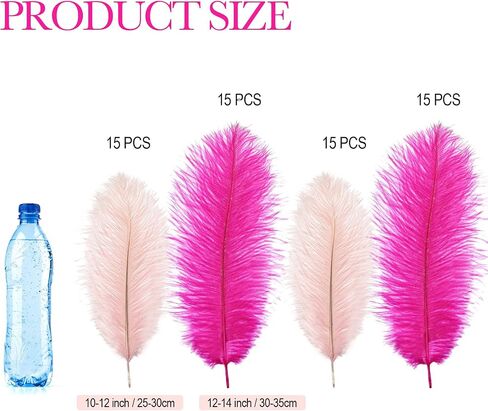 XunYee 60 Pcs 1920s Natural Ostrich Feathers Bulk 10-12 Inch/ 12-14 Inch Natural Large Feather for Wedding Dancing Birthday Party Centerpieces Carnival Decorations(Black White and Gold) in Kuwait